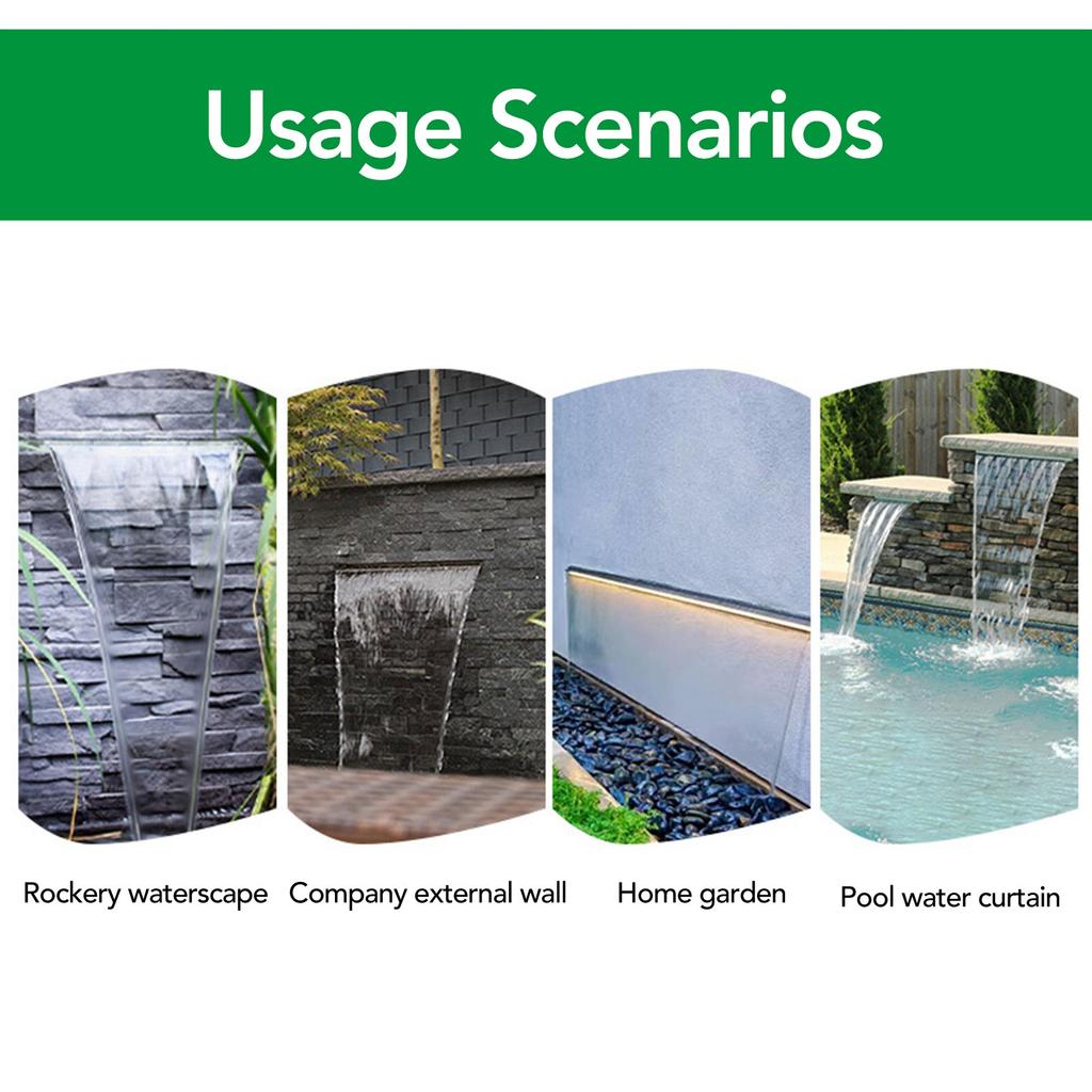Waterfall Outlet 304 Stainless Steel Decorative Waterfall Fountain Spillway for Courtyard Garden Villa Pool 300MM
