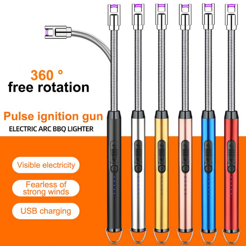 Kitchen USB Electric Arc Lighter Rechargeable Windproof BBQ Flameless Plasma Candle Long Lighters Hose Gas Stove Ignition Gun