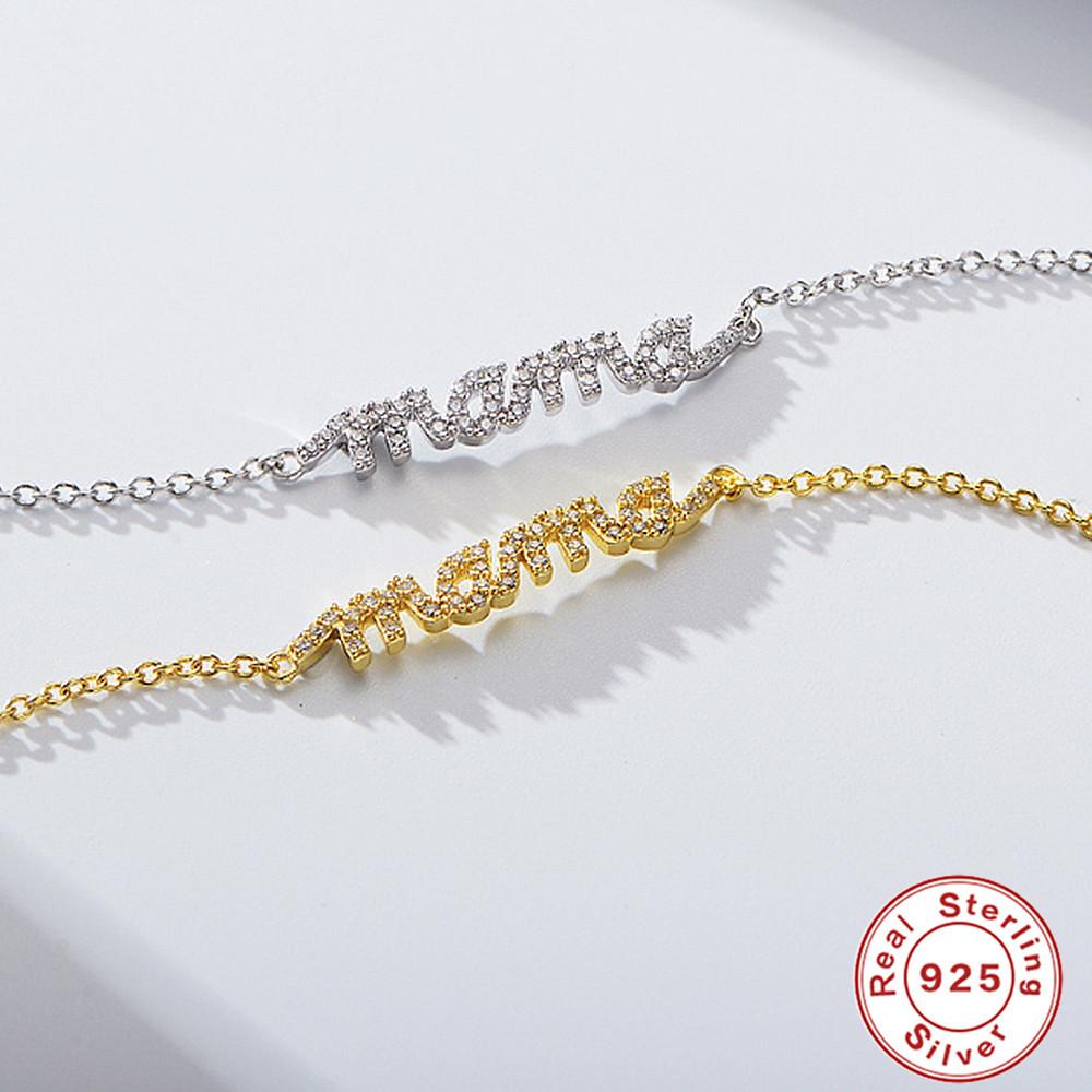 Браслет с надписью «Мама» из стерлингового серебра 925 пробы с цирконами, микроинкрустированный цирконием, подарок для мамы.