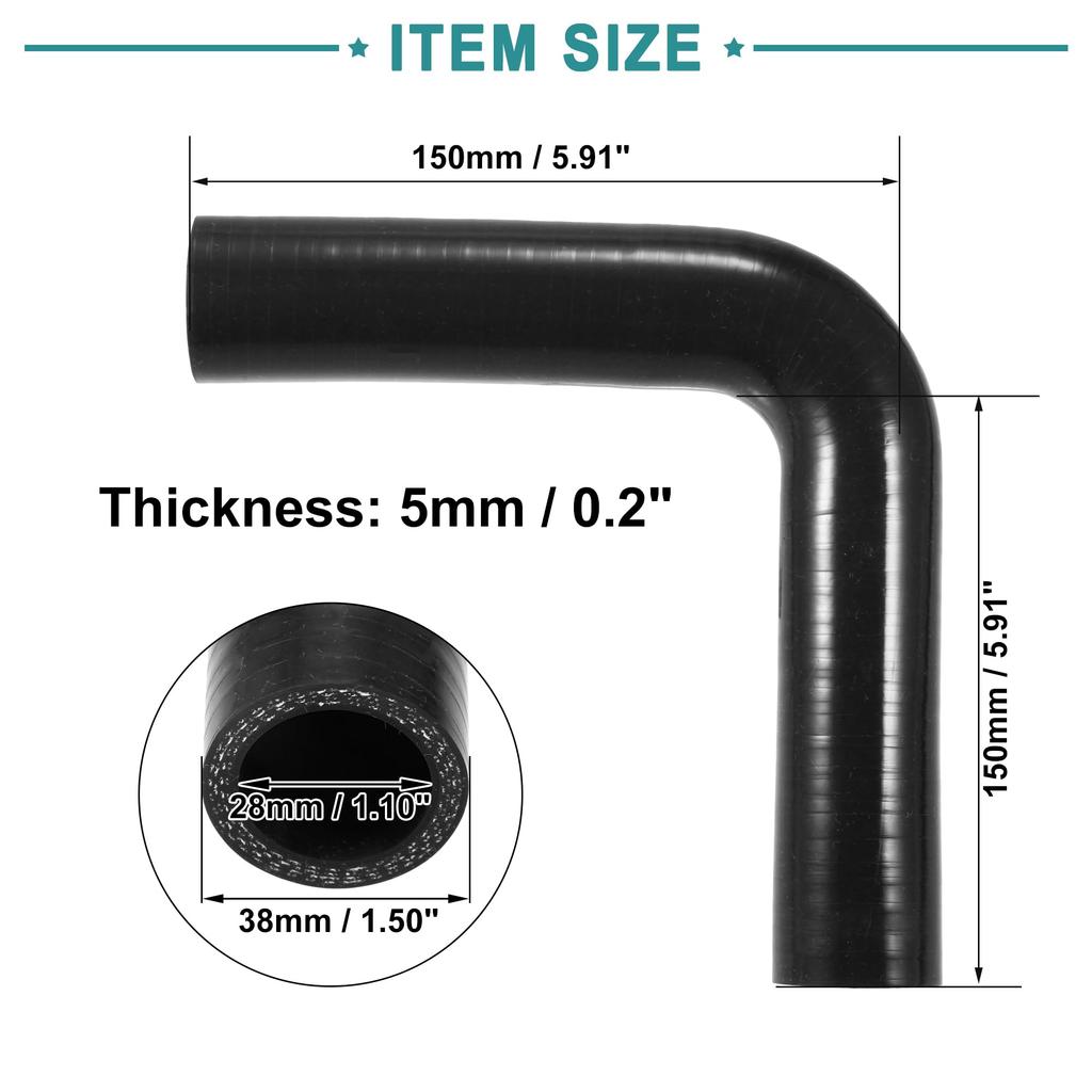 ACROPIX Universal 28 мм 1,10" ID 90 градусов силиконовый переходник шланг силиконовая трубка - набор из 1 шт.