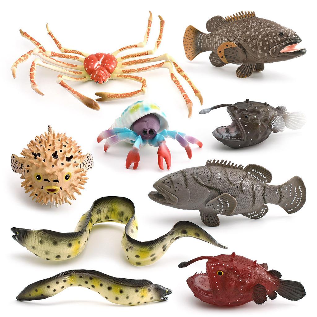 Sea Animal Pvc Statues Collection Featuring Spider Crab And Pufferfish For Home Decor