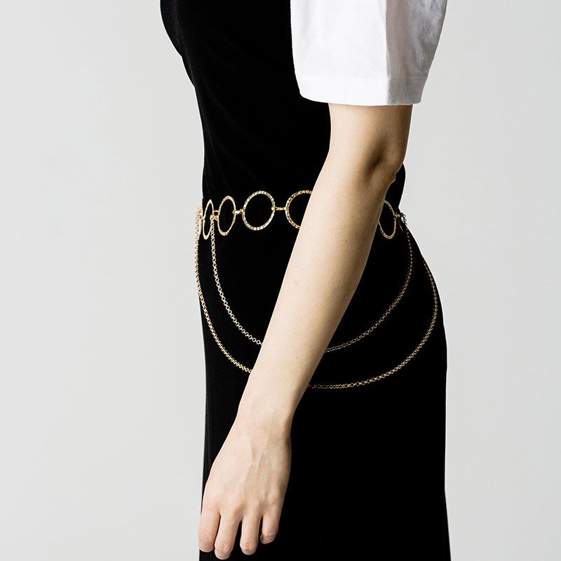 Женская универсальная модная поясная цепочка-кольцо Простая модная женская универсальная поясная цепочка Металлическая женская поясная цепочка