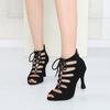 Women Adult Lace-UP Latin Dance Shoes High Heels Ballroom Tango Dancing Boots Open Toes Soft Soles Party/Casual Dance Shoes