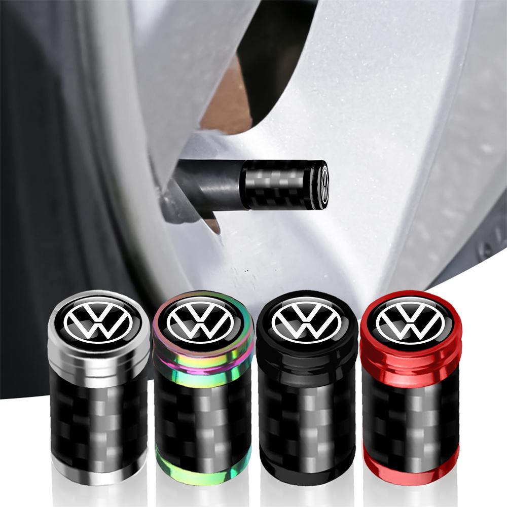 EFG1 For VW GTI Golf Passat MK6 Touareg Bora GTD Tiguan MK4 Polo 4Pcs Carbon Fiber Car Wheel Tire Valve Stem Air Cap Auto Decoration