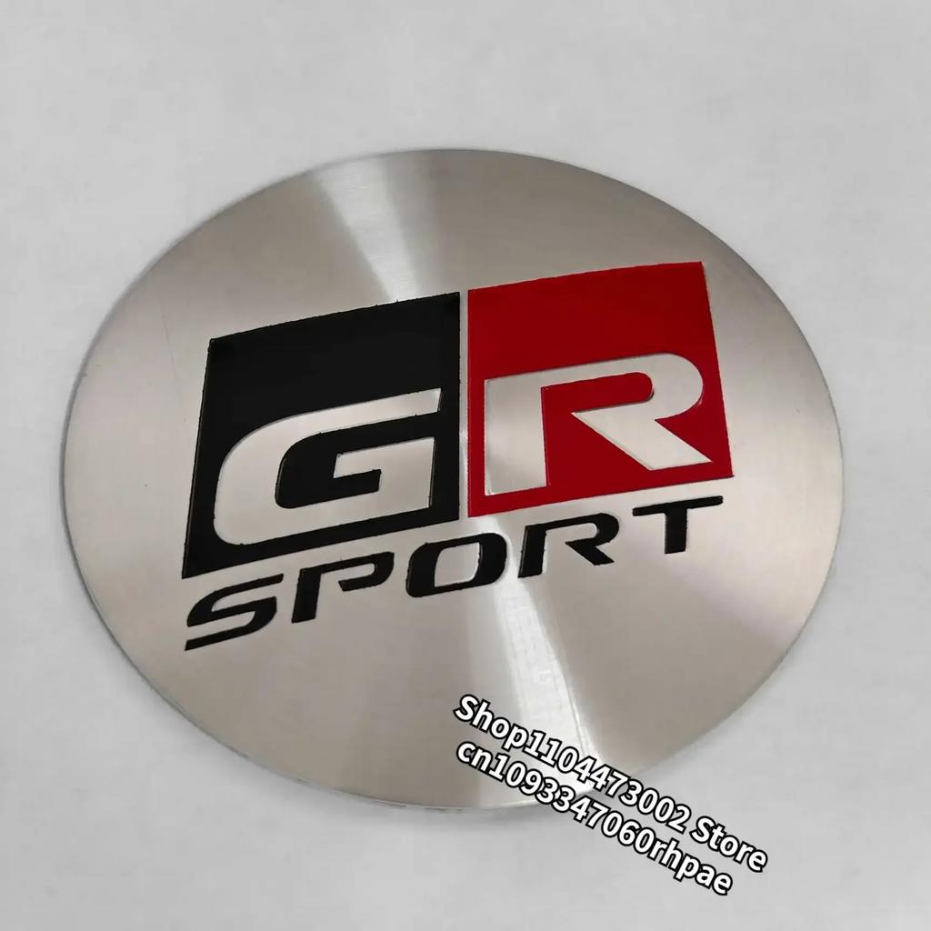 WNIS1 4pcs 56mm 60mm GR Aluminum Wheel Hub Center stickers for Toyota Modified hub center cap sticker Car Accessories