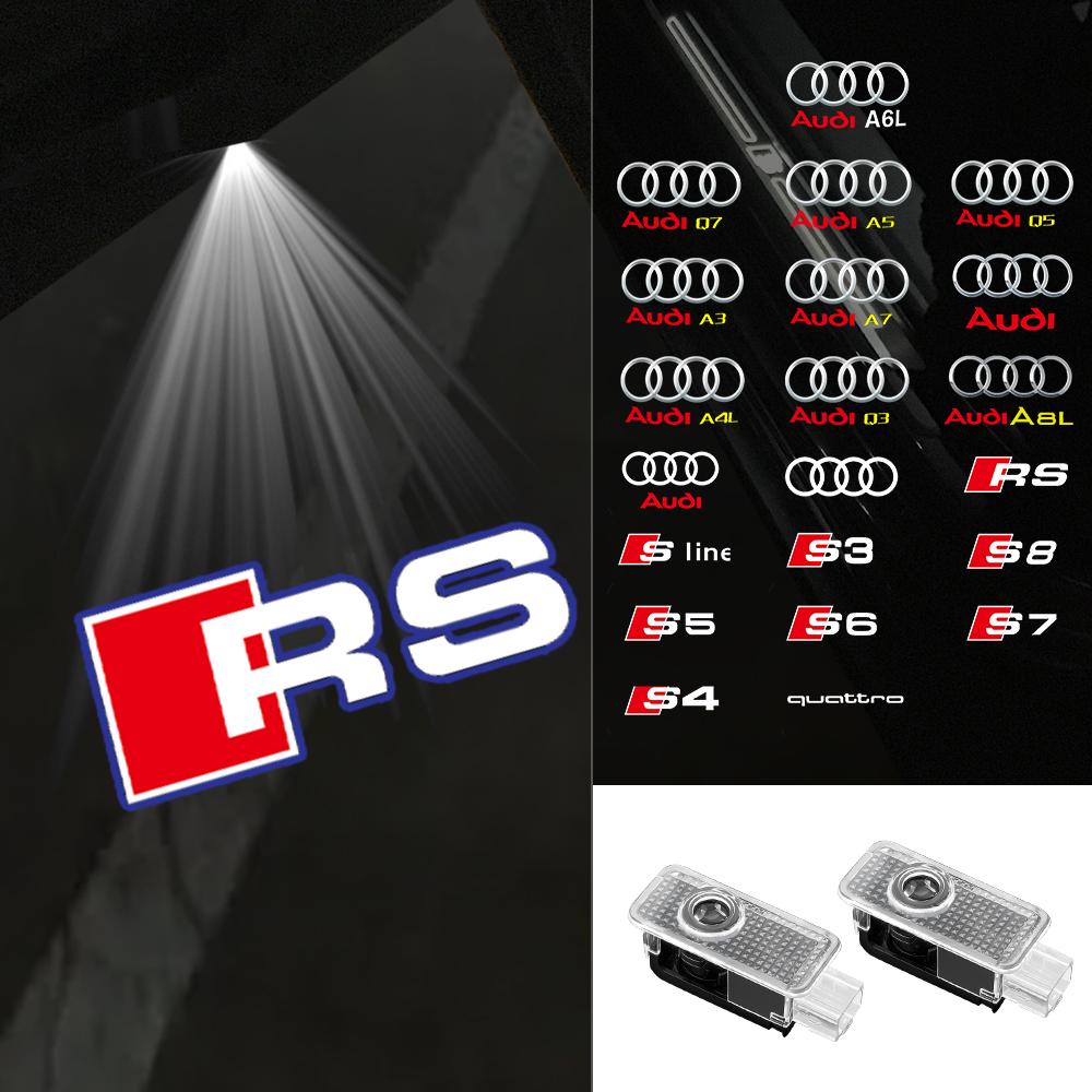 2026 2026 Hot 2PCS LED Car Door Welcome Lights 3D Laser Projector Lamps Auto Decoration Accessorie for AUDI A3 Q5 SLINE RS S3 S4 S5 S6 QUATTRO