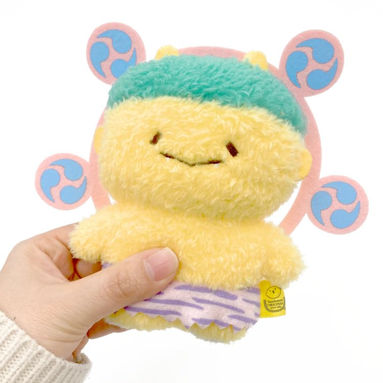 SunLemon Fluffy Wattan Small Thunder Doll YE 17.5 X 6 X 15cm Yellow Plush Toy Cute Setsubun Thunder Winter Bean Throwing P-9942