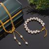 New Elegant Temperament Freshwater Pearl Bracelet Copper Plated 18K Real Gold Necklace Set