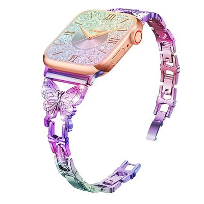 Браслет-бабочка для Apple Watch Series 8 7 Band SE 6 5 4 45 мм 41 мм 40 мм 42 мм блестящий ремешок из нержавеющей стали для iWatch 3 42 мм 38 мм