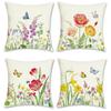 4Pcs Watercolor Flower Butterfly Printed Pillow Cover Polyester Cushion Case 2D Flat Printing Pillowcase Garden Fresh Style