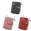 Pu Material Ladies Short Zipper Wallet With Heart Embellishments For Daily Use