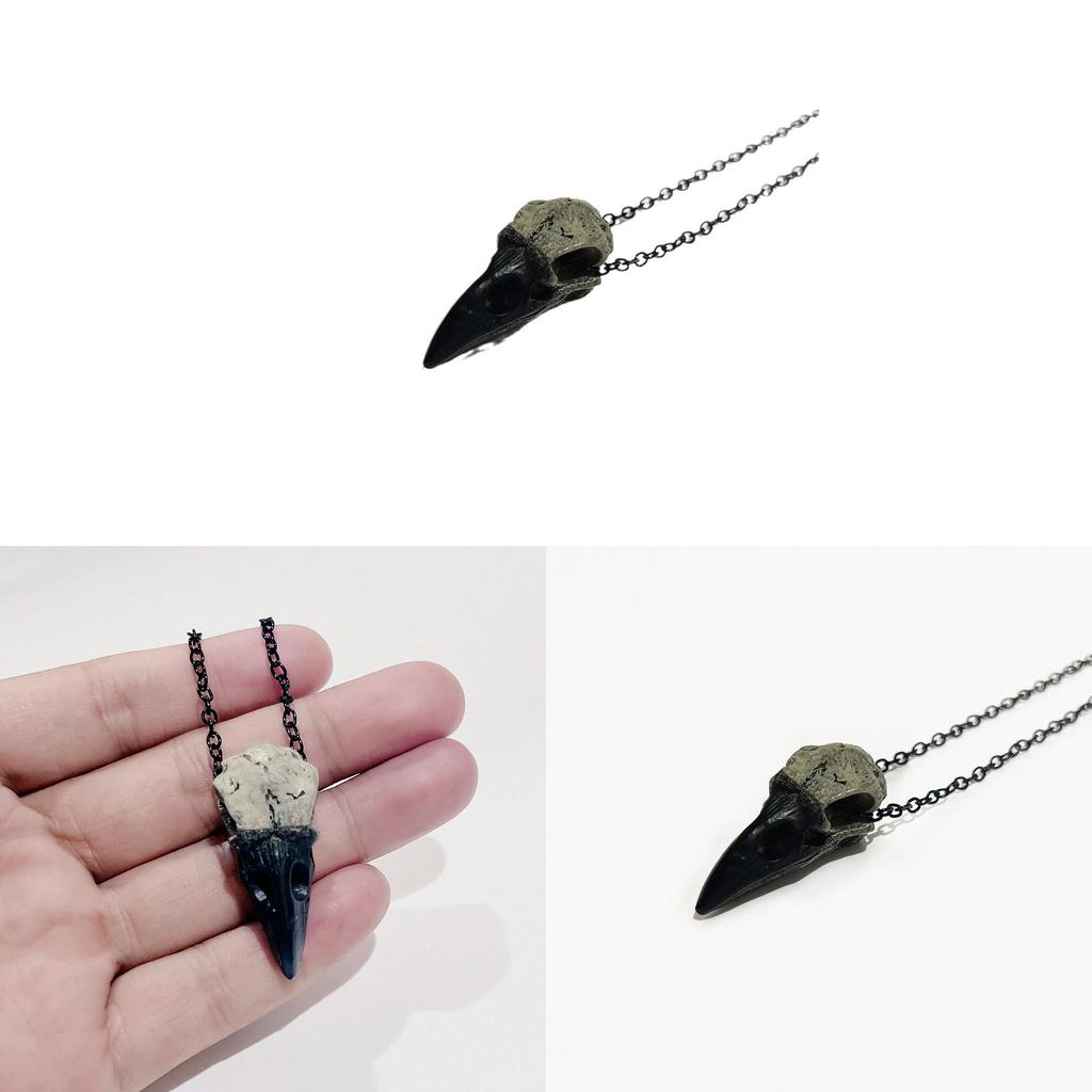 Halloween Raven Skull Necklace With Cross Chain For Women Fashion Accessory