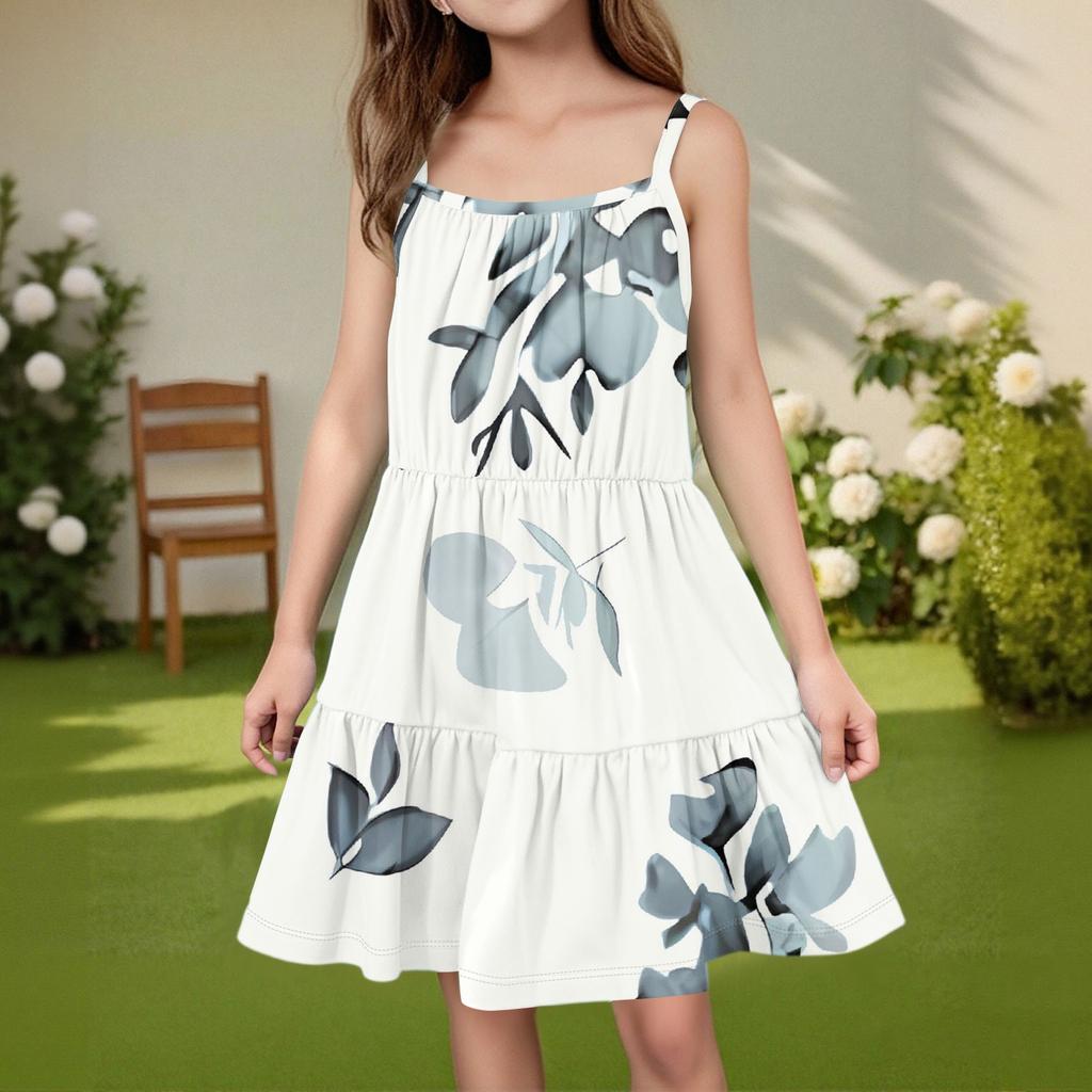 Детское летнее повседневное модное платье без рукавов с круглым вырезом