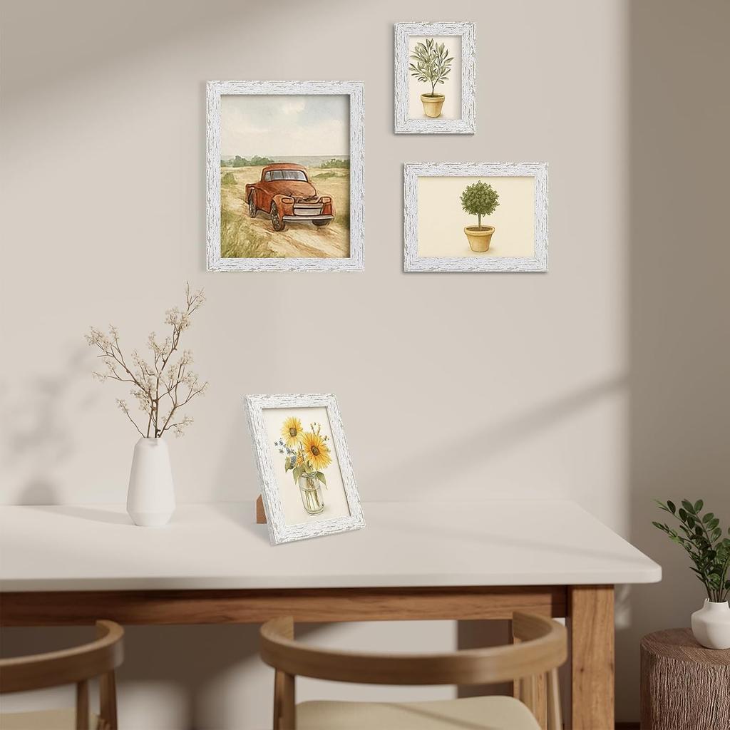 puthiac 5x7 Rustic Picture Frame, Farmhouse Distressed Wood Photo Frame, Shatterproof Acrylic Front, Wall & Tabletop, Vertical/Horizontal, Vintage