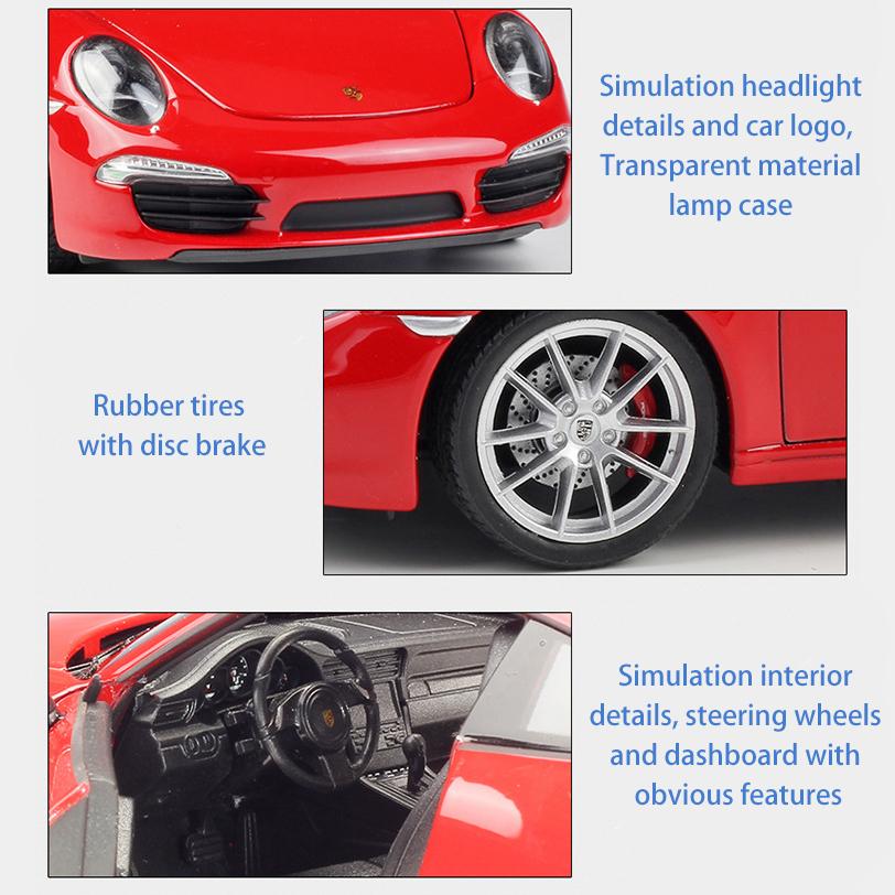 Масштаб 1/24 Welly Porsche 911 CARRERA S, модель автомобиля из сплава, литье под давлением, металлические игрушечные автомобили, модель автомобиля, коллекция высокой имитации, детские подарки