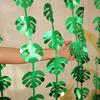 1X2M Green Tropical Palm Leaves Tinsel Foil Fringe Curtains Hawaiian Party Photo Backdrop Kids Jungle Birthday Party Decorations