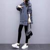 Spring Autumn Women's Cotton Hooded Sweatshirt for Women Loose Fit  Fake Two-piece Hoodie