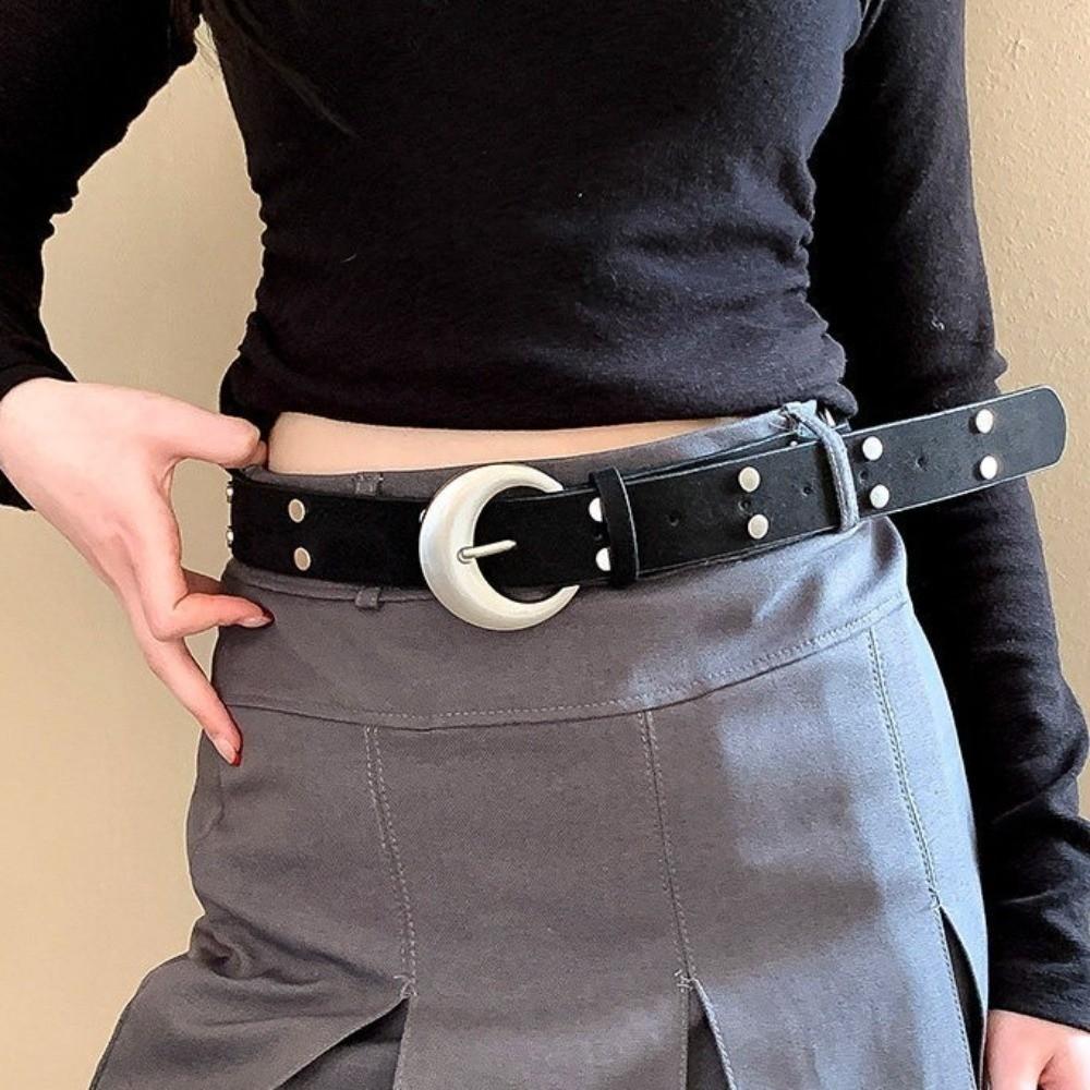 Y2K Western Style Cowboy Belt Metal Ethnic Style Waistband Fashion Rivet Belts  Waist Accessories