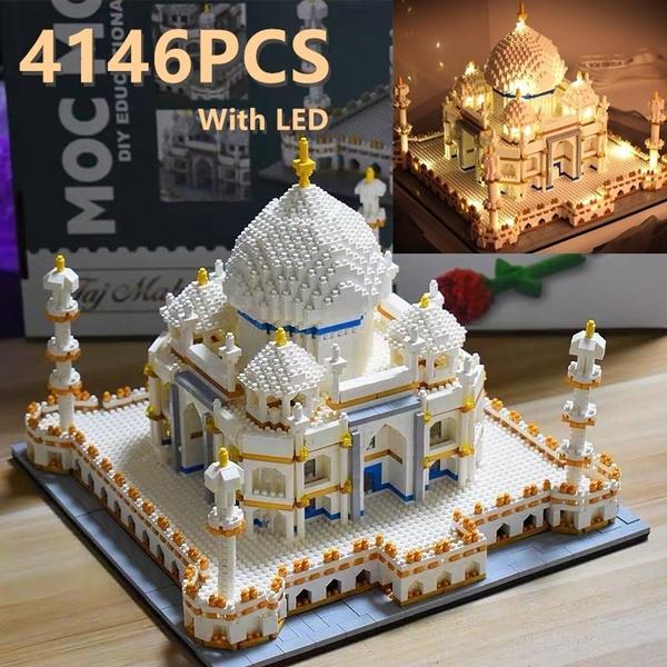 Развивающие игрушки Кирпичные блоки 4146+ шт Алмазные мини-блоки Всемирно известная архитектура Тадж-Махал 3D-модели Строительные блоки Подарки Игрушки для детей