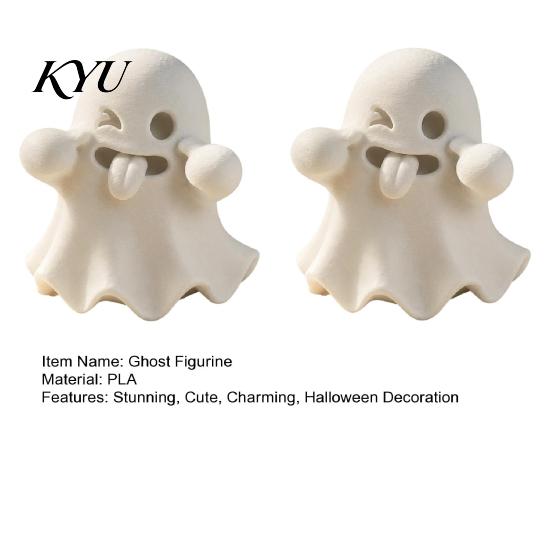Small Ghost Prop for Haunted House 2 Pcs Halloween Funny Figurines, 3D Printed Novelty Tongue Decorative Desktop Statue, Spooky Tabletop Ornament