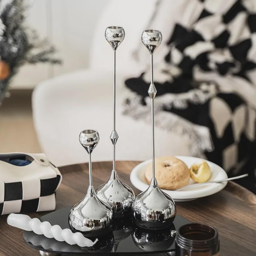 Элегантные металлические подсвечники в форме капель воды для обеденного стола, прихожей или гостиной - роскошный современный декор