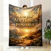 Inspirational Scenic Blanket: Matthew 19:26Flannel blanket for bedroom, living room, sofa, and nap