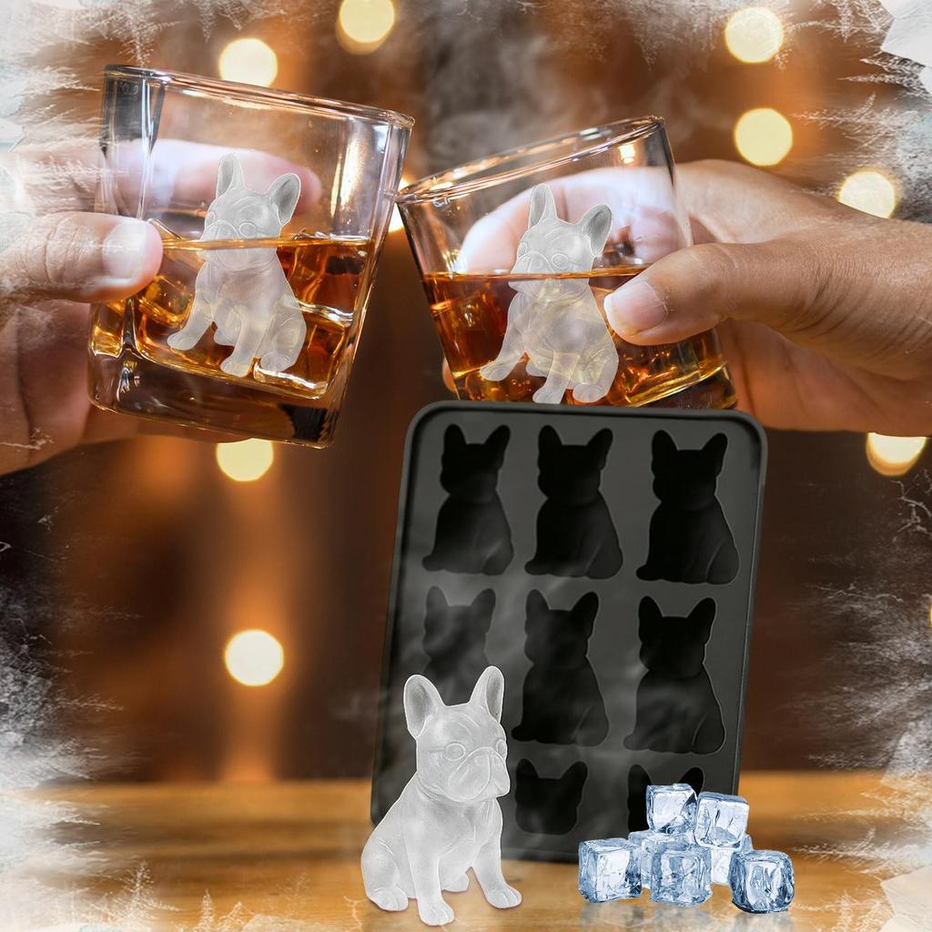 French Ice Mold, Fun Animal Shape 3D Popsicle Molds, Molds With Homemade Drink Decoration, Cute Novelty Dog Flexible Ice Maker, For Lover, Whisk