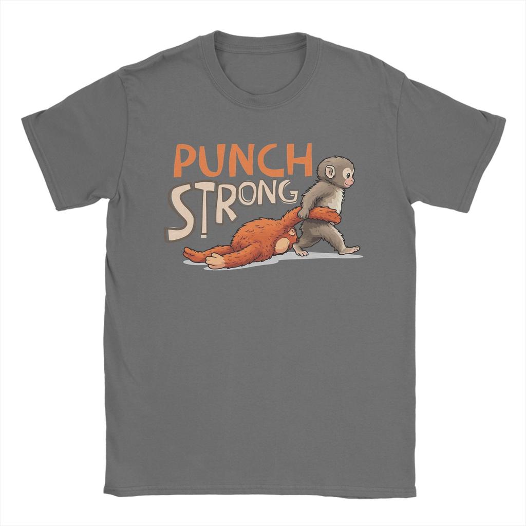 Unisex TShirt Baby Monkey Punch Strong Funny Cotton Tees Short Sleeve  T Shirts Round Collar Clothing Printed