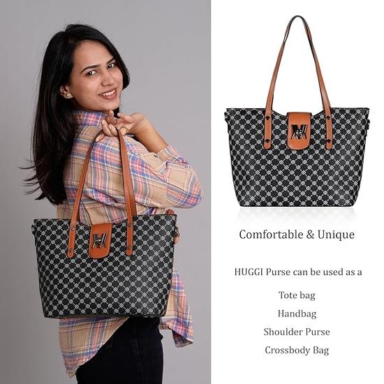 HUGGI Кошелек и сумка из искусственной кожи для женщин Сумки-тоуты для женщин Для офиса, путешествий и через плечо | Стильная пряжка на сумке и несколько карманов