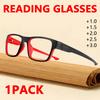 Blue Light Blocking Plastic Reading Glasses Rectangular Anti-Fatigue Presbyopic +1.0 To +3.0 Power Reading Glasses for Clear Vis