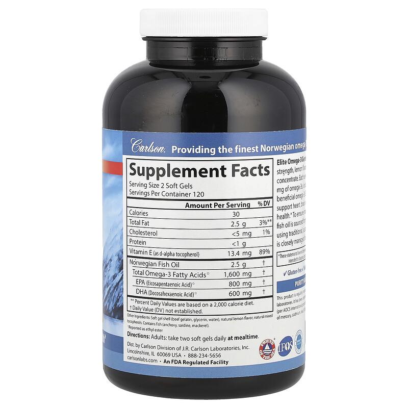 Wild Norwegian, Elite Omega-3 Gems®, Natural Lemon, 240 Soft Gels
