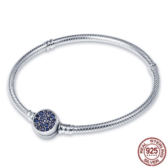 Plata Pulseras of Ley Серебро 925 пробы Распродажа Классический Браслет с Сердцем Подходит Оригинальные Бусы Подвески DIY Ювелирные Изделия Подарок Pulseras Mujer