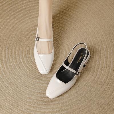 Сандалии с квадратным носком и неглубоким вырезом, женские, универсальные, летние 2025, новые, модные и элегантные, на толстом каблуке, не утомляющие ноги, высокие каблуки