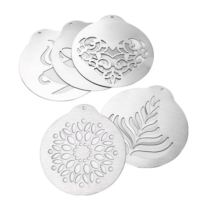 5 PCS/set Stainless Steel Lattes Art Stencils  Cappuccinos Art Templates