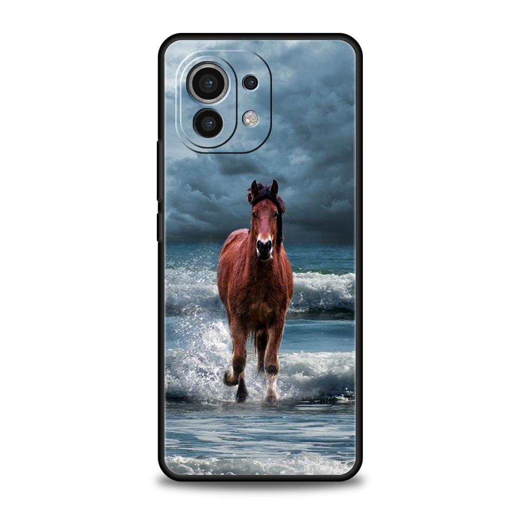 Чехол для телефона с изображением животного Лошадь для Xiaomi Mi 15 14 Pro 13 12 11 Lite 5G 10T 11T 12T 13T 14T Poco X6 X5 X4 X3 NFC F3 F4 GT Черный Чехол