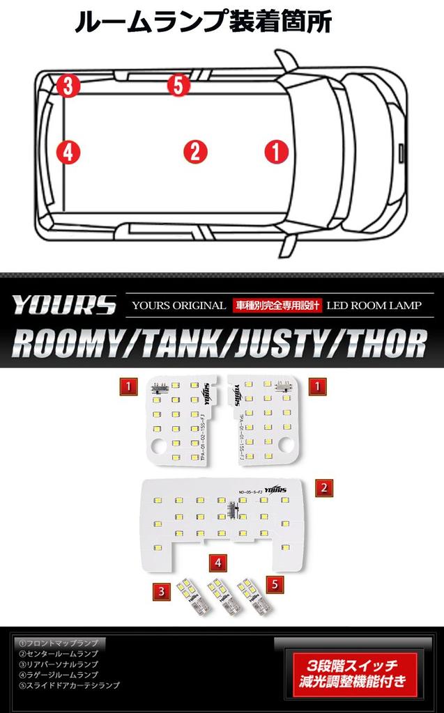 YOURS Yh711-2943 Toyota Rumi Tank Subaru Justy Daihatsu Tall 5-Piece Set White (with Dimming