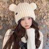 Y2K Медвежьи ушки утолщенные шапки женские мягкие плюшевые защитные уши симпатичные вязаные корейские шерстяные шапки крутые шапочки ручной работы для девочек