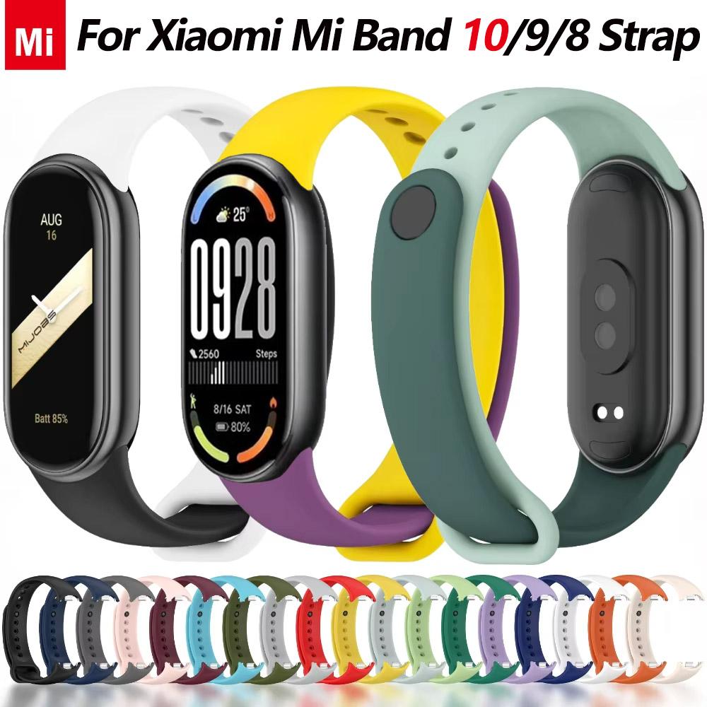 Спортивный силиконовый ремешок для Xiaomi Mi Band 10/9 NFC Сменный браслет Ремень для Xiaomi Mi Band 8/9 Аксессуары для ремешка умных часов