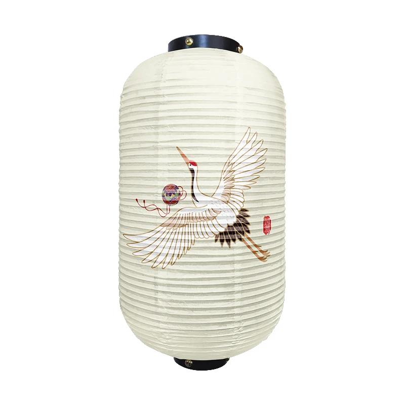 Chinese Traditional Crane Pattern Lantern Beautiful Ukiyo-e Style Paper Cuisine Sake Pub Bar Izakaya Restaurant Decor Lantern