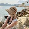 Handmade straw hat women's large brim sunscreen hat summer foldable hollow breathable beach scenic tourist park sunshade