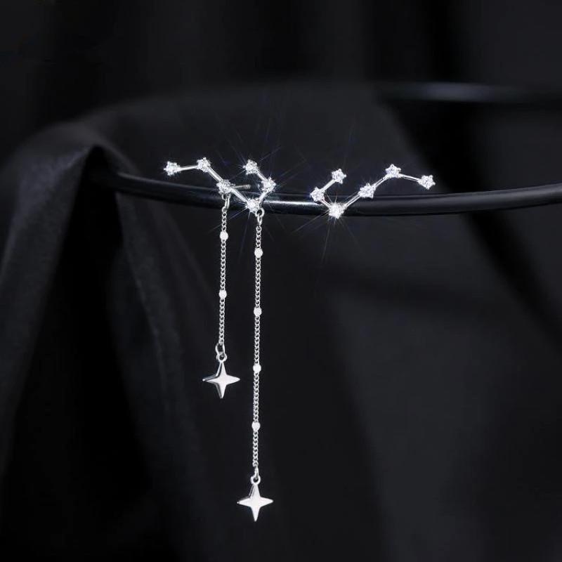 Асимметричные серьги-капли с большой Медведицей для женщин, индивидуальные серьги с кубическим цирконием и кисточкой, в форме звезды, женские модные ювелирные изделия