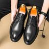 Модная шнуровка Классические мужские кожаные туфли для бизнеса Удобный минималистичный стиль Повседневная офисная работа Черные повседневные туфли универсальные