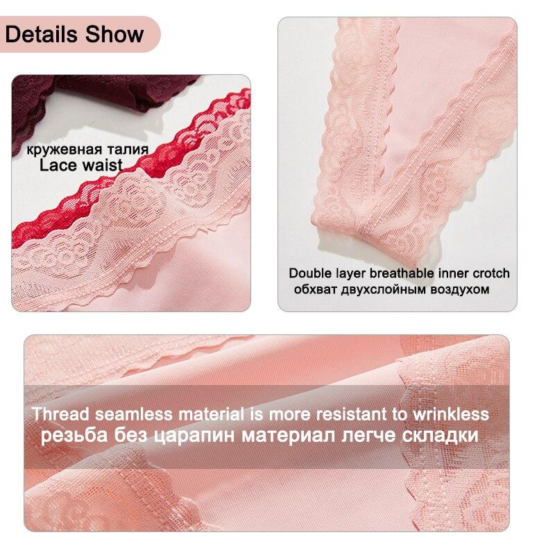 FINETOO 3PCS/Set Sexy S-XL Women Cotton Panties G-string Woman's Underwear Girl Lace Female Lingerie T-Back Lady Thong Intimates