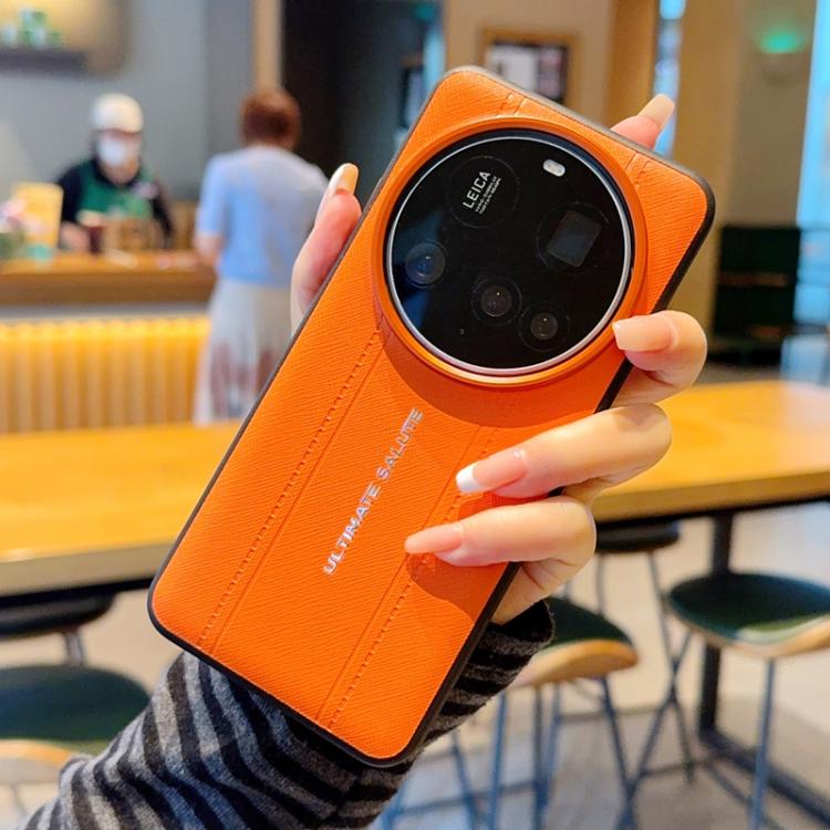 Metal Camera Lens Frame Buttons Vegan Leather Phone Case For Xiaomi 14 Ultra, Shockproof Protective Cover