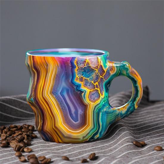 Минеральная хрустальная кружка для кофе, чашка для воды, новинка, кружки для напитков, цветная полупрозрачная кружка для чая для горячих напитков, элегантный рождественский подарок для домашнего офиса