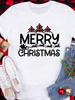 (Asian Size) Tee Top Letter Trend Cute Festival  Merry Christmas New Year Holiday Casual Women Print Lady Short Sleeve Fashion Graphic T-shirts