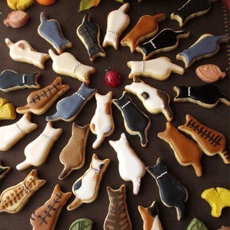 2pcs/5Pcs Lovely Cat Stainless Steel Cookies Cutter DIY Fondant Pastry Biscuits Mold Baking Tools