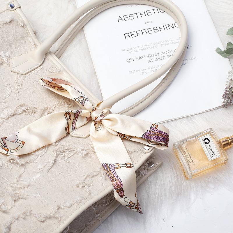 Шелковый шарф, завязанный сумочкой, завязанный бант для волос, длинная повязка на голову, серпантин, маленький шелковый шарф, подарочная коробка, подарочный ремешок