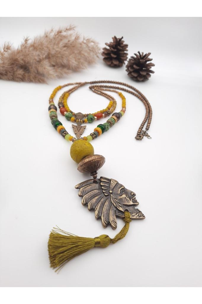 Подарок на день рождения, этническое подлинное хиппи, богемное модное ювелирное ожерелье ручной работы