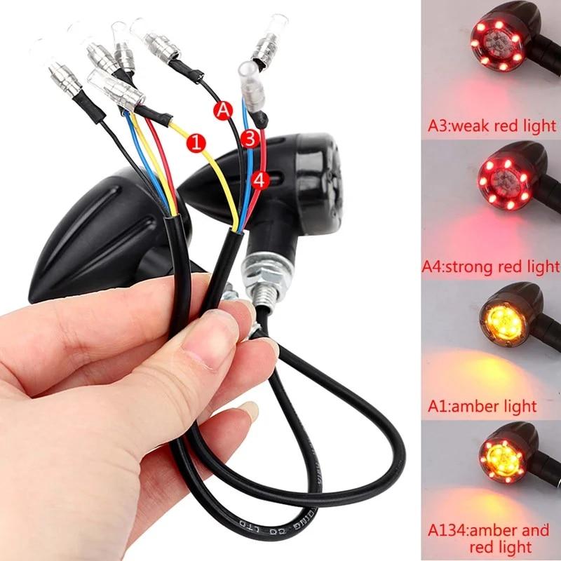 Motorcycle LED Turn Signal Light Mini Bullet Moto Indicators Stop Light Led Amber Warning Lamp Blinker Light 12V for Harley Honda Suzuki Kawasaki